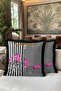 Luxury Baroque Striped Fringed Pillowcase - Floral Bohemian Black and White Tassel Throw Pillow Cover - 6