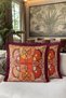 Palace Horse Figured Luxury Fringed Pillowcase-Corner Burgundy Modern Gold Color Tassel Throw Pillow Cover - 6
