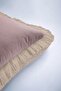 Elegant Powder Purple Fringed Pillowcase - Soft Modern Beige Tufted Throw Pillow Cover - 7