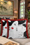 Artistic Portrait Fringed Pillowcase - Stylish Monochrome Modern Red Tassel Throw Pillow Cover - 8