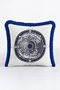 Yin Yang Waves Fringed Pillowcase - Compass Nautikal Navy Blue Modern Tufted Throw Pillow Case - 3