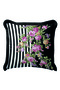 Luxury Striped Floral Fringe Pillowcase - Elegant Bohemian Black Purple Tassel Throw Pillow Cover - 4