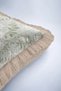 Elegant Floral Fringed Pillowcase - Vintage Botanical Nostalgic Green Beige Tassel Throw Pillow Cover - 7