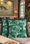 Tropical Leaf Fringe Pillow Cover - Natural Green Bohemian Tassel Throw Pillow Case - 8