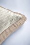 Stylish Chevron Striped Fringe Pillowcase - Minimalist Modern Beige Black Tufted Throw Pillow Cover - 7