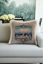 Magnificent Palace Motifs Fringed Pillowcase-Eastern Classic Ethnic Blue Beige Tassel Throw Pillow Cover