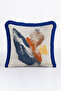 Luxurious Textured Abstract Art Fringed Pillowcase - Timeless Modern Blue Orange Tassel Throw Pillow Cover - 5