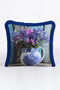 Romantic Flower Vase Fringed Pillowcase - Country Style Blue Purple Tassels Throw Pillow Cover - 5