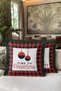 Luxury Checkered Fringed Pillowcase - Christmas Themed Red Black Green Rustic Tassels Throw Pillow Cover - 6