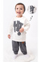 Hi Printed Beret Off-Shoulder Oversized Seasonal Baby Boy Suit - 2