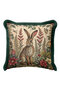 Vintage Spring Garden Fringed Pillowcase - Rustic Green Tassel Throw Pillow Cover with Rabbit Figure
