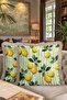 Mediterranean Lemon Garden Fringed Pillowcase-Vibrant Green Yellow Botanical Modern Tufted Throw Pillow Cover - 8