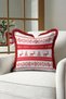 Nordic Christmas Themed Fringed Pillowcase - Vintage Winter Rustic Red White Tassel Throw Pillow Cover - 2