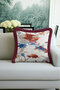 Modern Artistic Luxury Fringed Pillowcase-Wine Burgundy Blue Floral Eclectic Tufted Throw Pillow Cover - 2