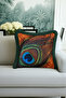 Eye-Catching Peacock Feather Fringed Pillowcase - Bohemian Elegant Green Orange Tassel Throw Pillow Cover - 4