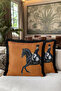 Royal Horse Luxery Fringed Pillowcase-Nobility Black Caramel Modern Tufted Throw Pillow Cover - 6