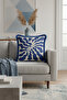Modern Organic Shapes Fringed Pillowcase - Artistic Blue Edged Retro Tassel Throw Pillow Cover - 2