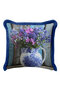 Romantic Flower Vase Fringed Pillowcase - Country Style Blue Purple Tassels Throw Pillow Cover - 3
