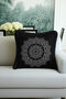 Mandala Art Fringed Pillowcase - Black Bohemian Style White Motif Tufted Throw Pillow Cover
