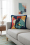 Geometric Figure Cat Fringe Pillowcase - Artistic Bohemian Colorful Blue Tassel Throw Pillow Cover - 5