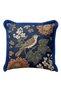 Luxury Vintage Bird Floral Fringed Pillowcase - Ethnic Bohemian Navy Blue Cream Tassel Throw Pillow Cover - 2