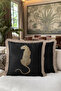 Luxury Leopard Motif Fringed Pillowcase-Tiger and Nobility Themed Black Cream Tufted Throw Pillow Cover - 6