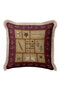 Vintage Botanical Fringe Pillowcase - Natural Collection Rustic Burgundy Beige Tufted Throw Pillow Cover - 2