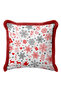 Winter Motif Fringed Pillowcase - New Year Themed Modern Red White Tassel Throw Pillow Cover - 2