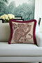 Asian Artistic Tiger Figured Fringed Pillowcase - Bohemian Burgundy Framed Tassel Throw Pillow Cover - 2