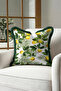 Lemon Garden Fringed Pillowcase - Tropical Nature Green Yellow Modern Tufted Throw Pillow Cover - 5