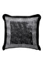 Greek Motif Luxury Fringed Pillowcase - Modern Silver Black Tassel Throw Pillow Cover - 5