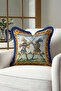 Medieval Knight Scene Fringed Pillowcase - Baroque Elegant Blue Yellow Bohemian Tassel Throw Pillow Cover
