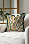 Retro Wave Energy Fringed Pillowcase - Green Bohemian Gold Color Tassel Throw Pillow Cover - 4