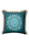 Mandala Blue Fringed Pillowcase - Ethnic Bohemian Turquoise Mink Tassel Throw Pillow Cover - 3