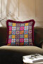 Mandala Patchwork Fringed Pillowcase - Ethnic Colorful Bohemian Purple Tassel Throw Pillow Cover - 2