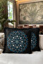 Mandala Elegance Fringed Pillowcase - Bohemian Black Blue Tassel Throw Pillow Cover - 6