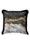 Luxury Marble Look Fringed Pillowcase - Modern Black Gray Gold Color Tufted Throw Pillow Cover - 3