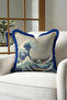 Japanese Wave Art Fringed Pillowcase - Natural Ocean Themed Modern Blue Tufted Throw Pillow Cover - 3