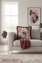 Retro Card Motif Luxury Fringed Pillowcase-Burgundy Ecru Vintage Themed Burgundy Tassel Throw Pillow Case - 5