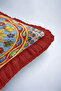 Mediterranean Luxury Fringed Pillowcase - Colorful Bohemian Red Tassel Throw Pillow Cover with Sun Motif - 7