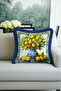 Sophisticated Mediterranean-Themed Fringed Pillowcase-Blue Yellow Tile Motif Country Tassel Throw Pillow Cover - 2