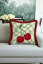 Modern Plaid and Cherry Fringe Pillowcase - Organic Retro Mint Green Tufted Throw Pillow Cover