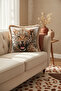 Leopard Patterned Luxury Fringed Pillowcase-Safari Themed Beige Tassel Throw Pillow Cover with Tiger Figure - 2
