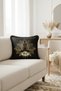 Meditative Lotus Figured Fringed Pillowcase - Spiritual Bohemian Black Cream Tassel Throw Pillow Cover - 2