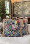 Artistic Texture Portrait Fringed Pillowcase - Colorful Bohemian Energetic Themed Tassel Throw Pillow Cover - 6