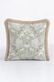 Elegant Floral Fringed Pillowcase - Vintage Botanical Nostalgic Green Beige Tassel Throw Pillow Cover - 2