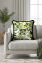 Lemon Garden Fringed Pillowcase - Tropical Nature Green Yellow Modern Tufted Throw Pillow Cover - 2