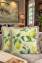 Lemon Blossom Garden Fringed Pillowcase - Vibrant Mediterranean Retro Yellow Tassel Throw Pillow Cover - 8