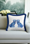Tile Motif Fringed Pillowcase - Vintage British Classic Blue Bohemian Tassel Throw Pillow Cover - 2