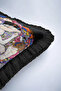 Luxury Art Effect Fringed Pillowcase - Colorful Bohemian Style Black Frame Tassel Throw Pillow Cover - 7